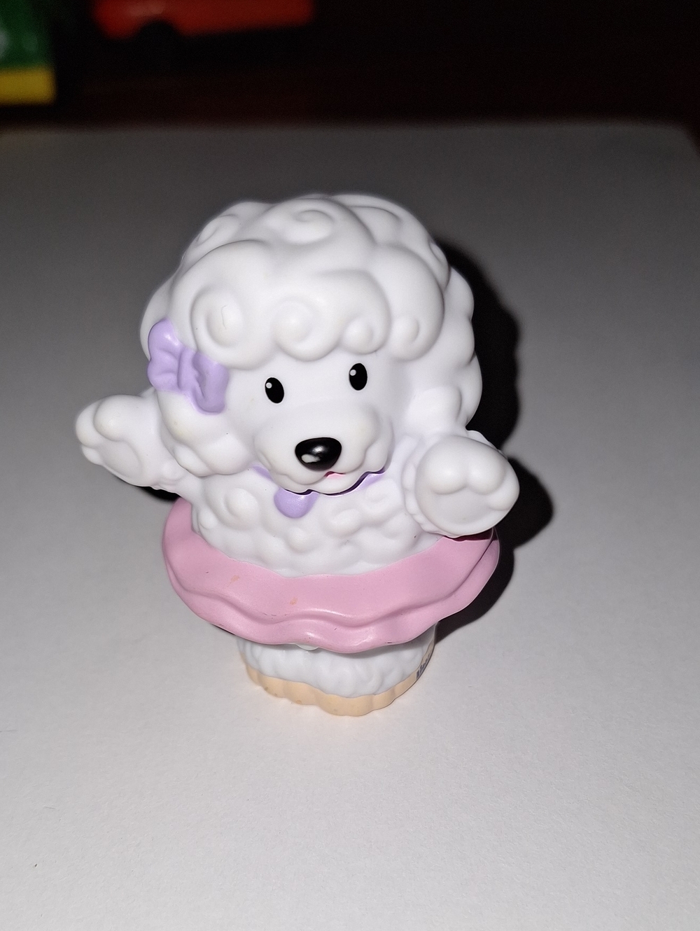 Little People White Poodle Dog Purple Bow